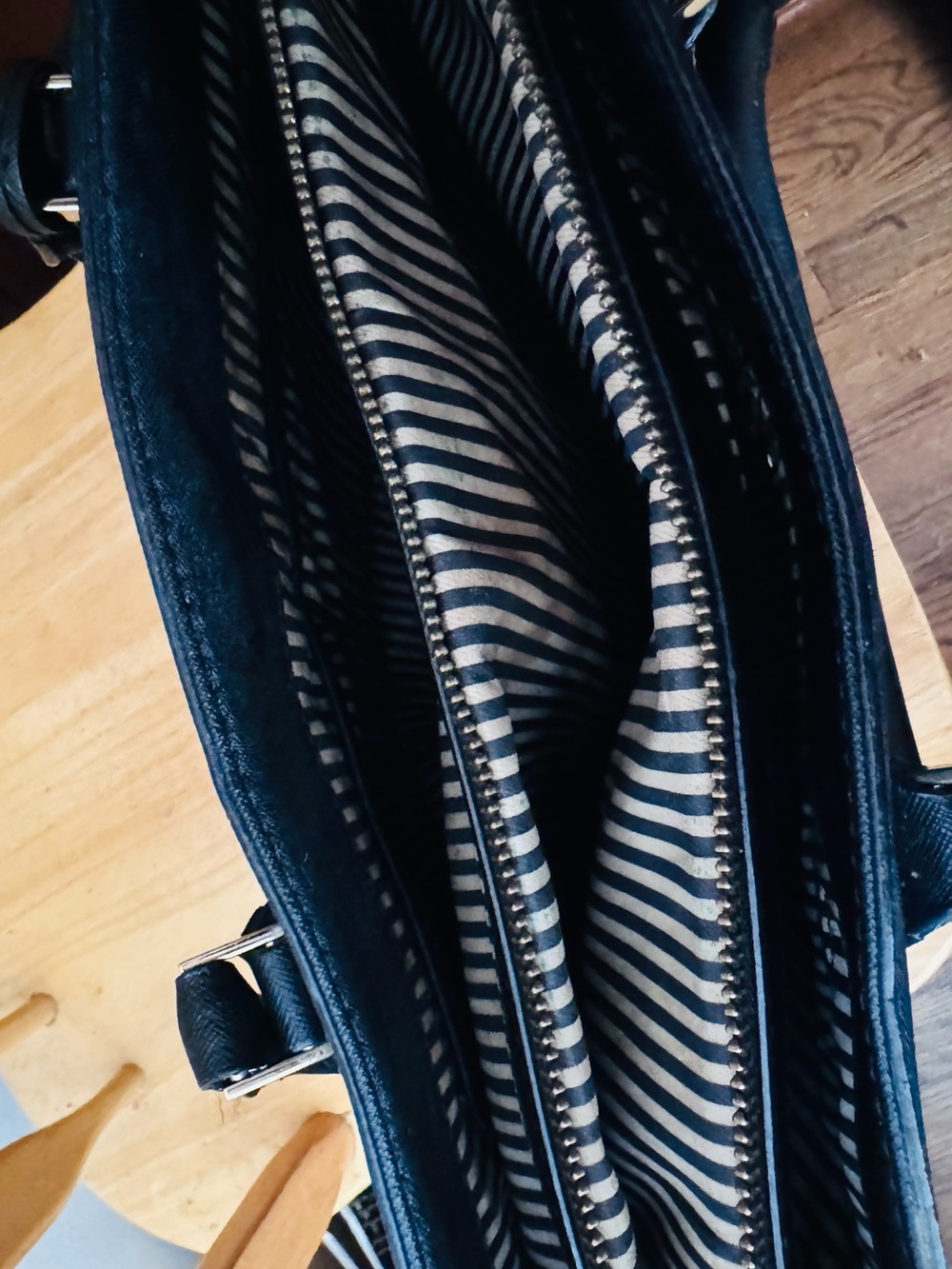 Kate Spade New York Black Leather Laptop Tote | Triple Compartment Work Bag - Picture 5 of 7